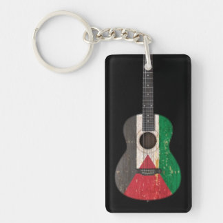 Worn Palestinian Flag Acoustic Guitar, black Keychain