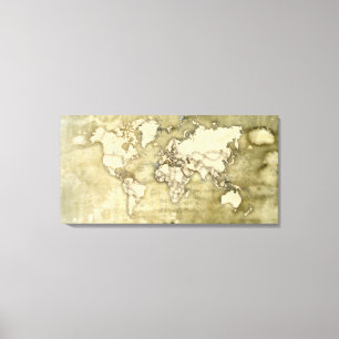 Worn Paper World Map Canvas Print