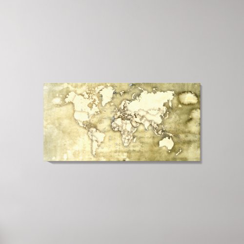 Worn Paper World Map Canvas Print