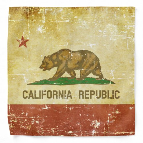 Worn Patriotic California State Flag Bandana
