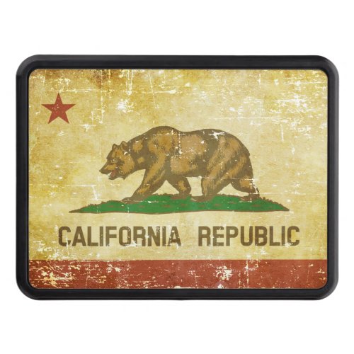 Worn Patriotic California State Flag Hitch Cover