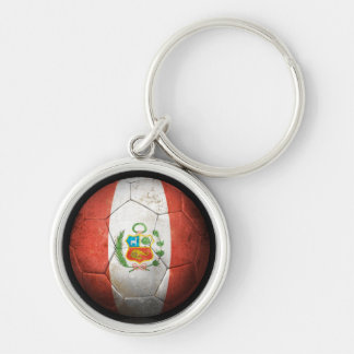 Worn Peruvian Flag Football Soccer Ball Keychain