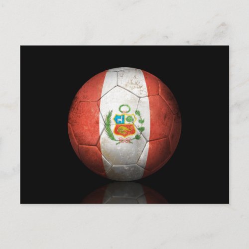 Worn Peruvian Flag Football Soccer Ball Postcard