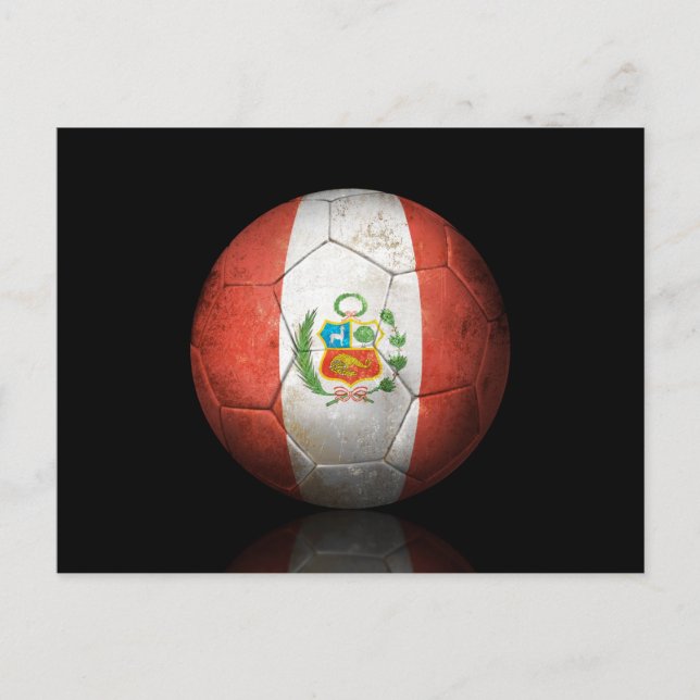 Worn Peruvian Flag Football Soccer Ball Postcard (Front)