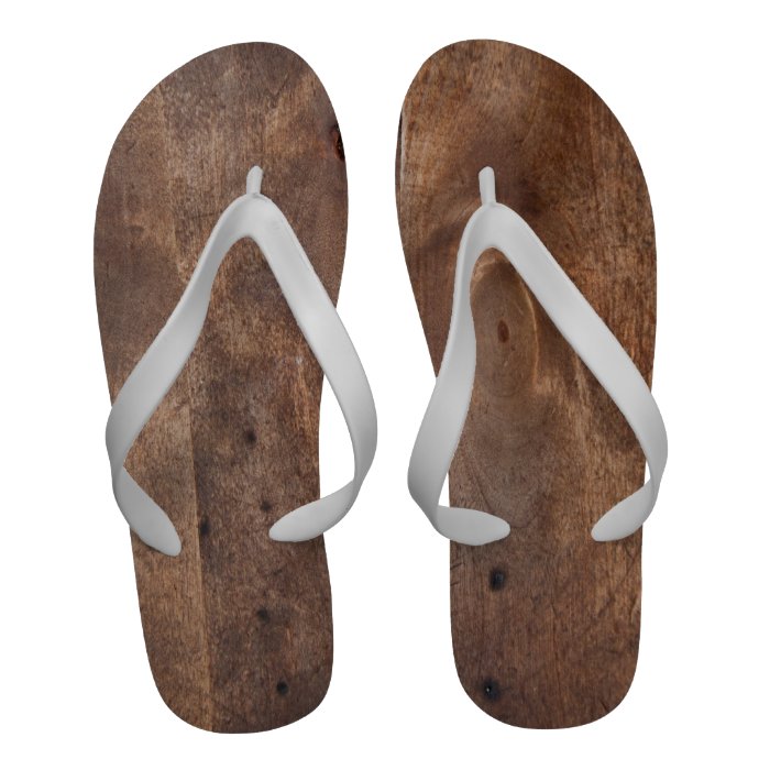 Worn pine board Flip Flops