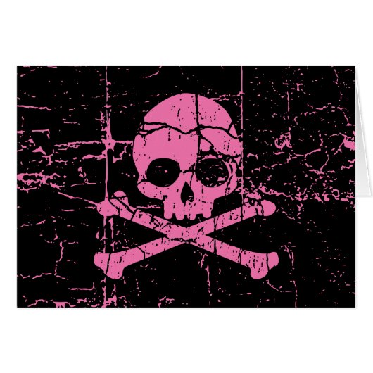 Worn Pink Skull and Crossbones Cards (Front Horizontal)