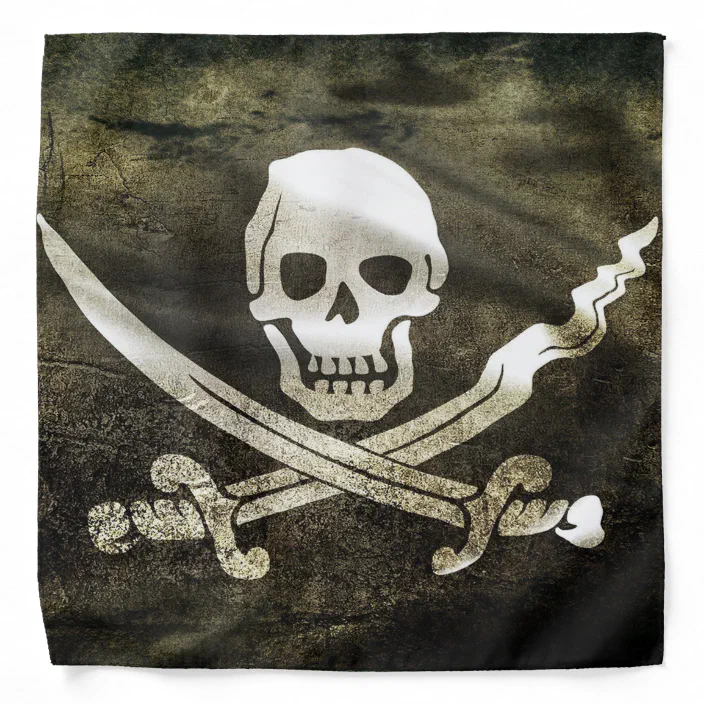 Pirate Flag  Wearing Bandana Set of 4 Coasters 