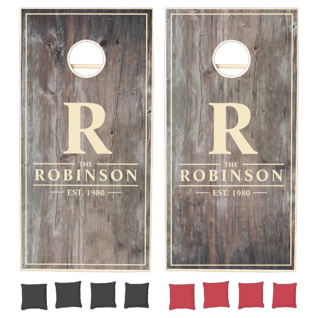 Worn Planks Family Name & Initial Cornhole Set (Set)