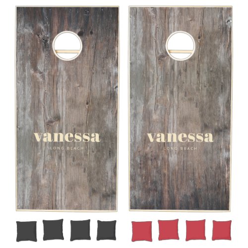 Worn Planks Minimal Modern Classic Name Cornhole Set