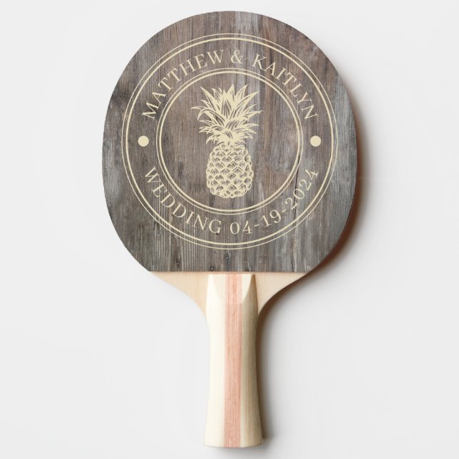 Worn Planks Pineapple Wedding Names Ping Pong Paddle (Back)
