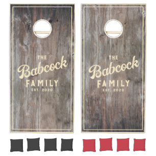 Worn Planks Retro Family Name & Year Cornhole Set