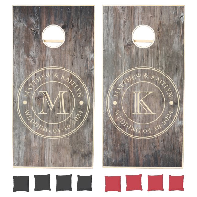 Worn Planks Wedding Monogram Cornhole Set (Set)