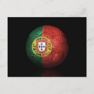 Worn Portuguese Flag Football Soccer Ball Postcard