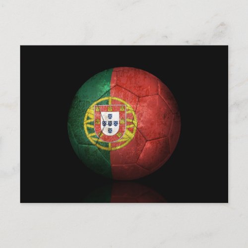 Worn Portuguese Flag Football Soccer Ball Postcard