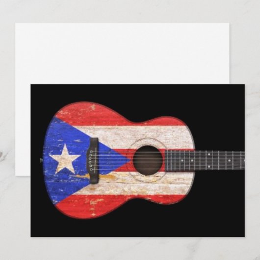 Worn Puerto Rico Flag Acoustic Guitar, black (Front/Back)