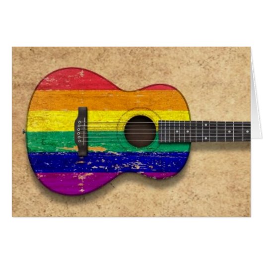 Worn Rainbow Gay Pride Flag Acoustic Guitar Cards (Front Horizontal)