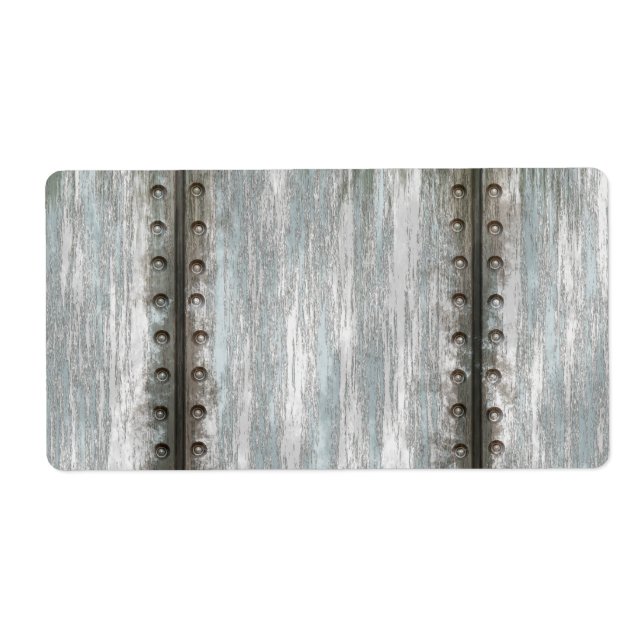 Worn Riveted Metal Grunge Textured Label (Front)