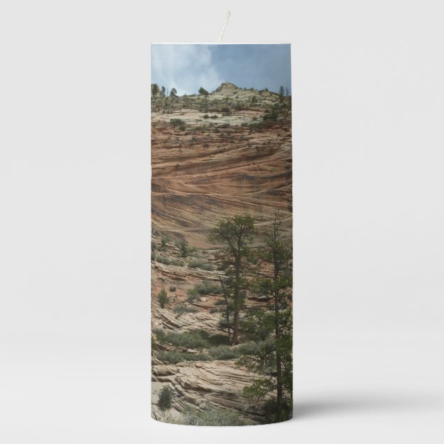 Worn Rock Walls in Zion National Park Pillar Candle (Front)