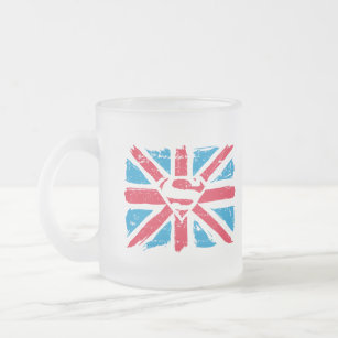 Worn S-Shield Over Flag Frosted Glass Coffee Mug