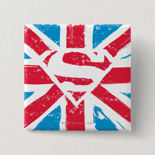 Worn S-Shield Over Flag Pinback Button