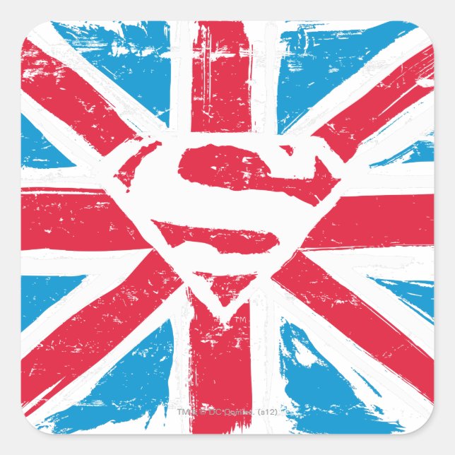 Worn S-Shield Over Flag Square Sticker (Front)