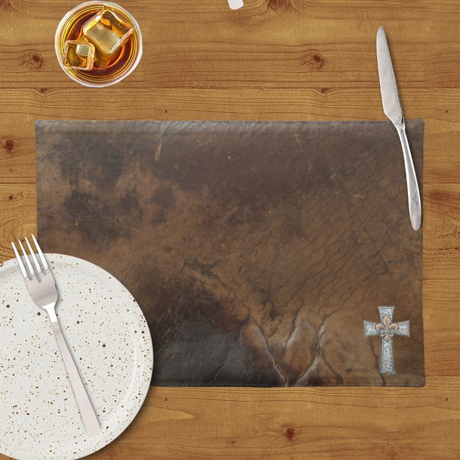 Worn Saddle Faux Leather Placemat with Cross (Creator Uploaded)