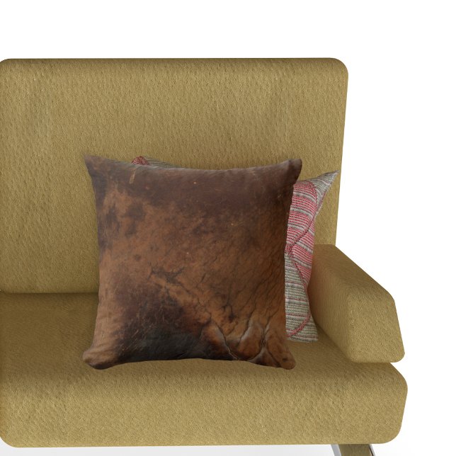 Worn Saddle Faux Leather Throw Pillow (Creator Uploaded)