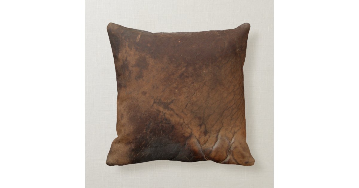 Worn Saddle Faux Leather Throw Pillow Zazzle Com
