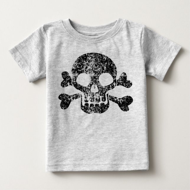 Worn Skull and Crossbones Baby T-Shirt (Front)