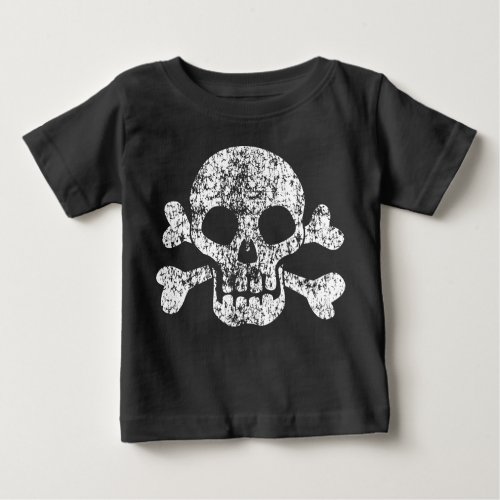 Worn Skull and Crossbones Baby T_Shirt