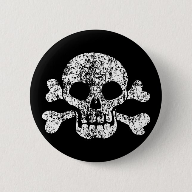Worn Skull and Crossbones Button (Front)