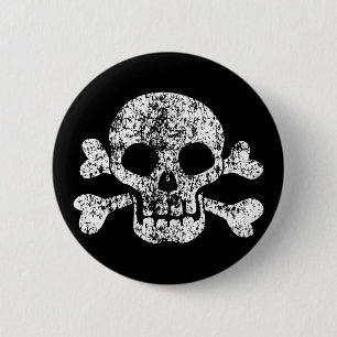 Worn Skull and Crossbones Button
