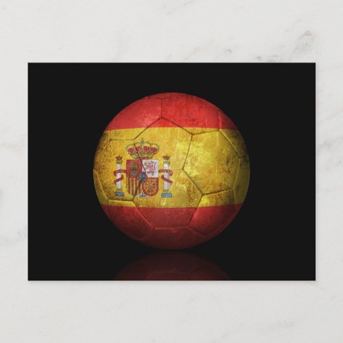 Worn Spanish Flag Football Soccer Ball Postcard