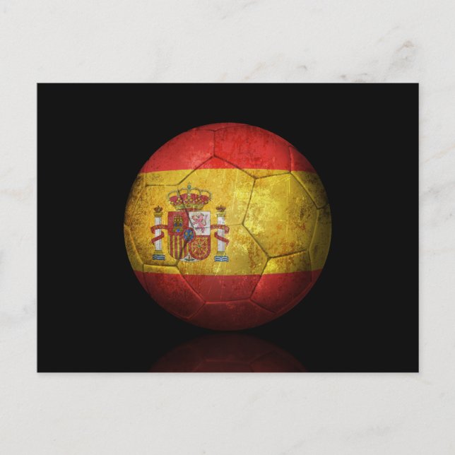 Worn Spanish Flag Football Soccer Ball Postcard (Front)