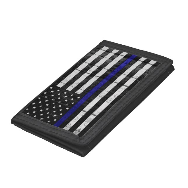 Worn Thin Blue Line Flag Trifold Wallet (Bottom)
