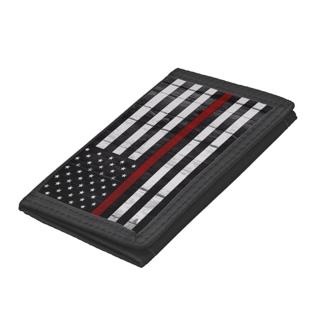 Worn Thin Red Line Flag Trifold Wallet (Bottom)