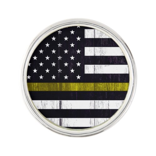 Worn Thin Yellow Line Dispatcher Flag Lapel Pin