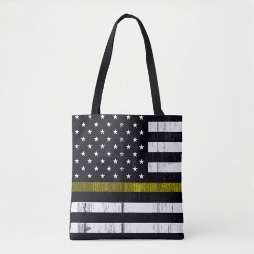 Worn Thin Yellow Line Dispatcher Flag Tote Bag