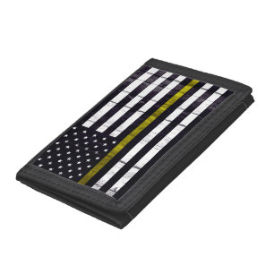 Worn Thin Yellow Line Dispatcher Flag Tri-fold Wallet
