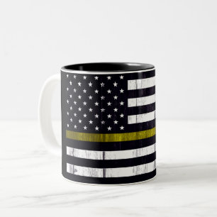 Worn Thin Yellow Line Dispatcher Flag Two-Tone Coffee Mug