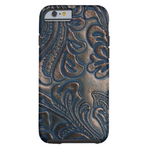 Worn Vintage Embossed Dark Brown Leather Tough iPhone 6 Case