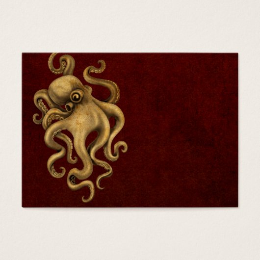 Worn Vintage Octopus Illustration on Red (Front)