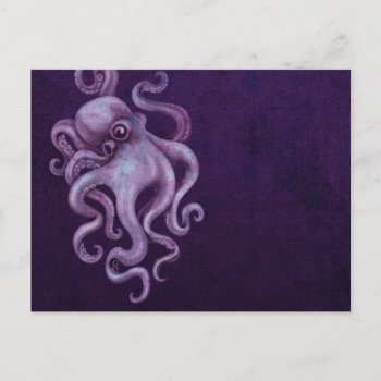 Worn Vintage Octopus Illustration - Purple Postcard by JeffBartels at Zazzle