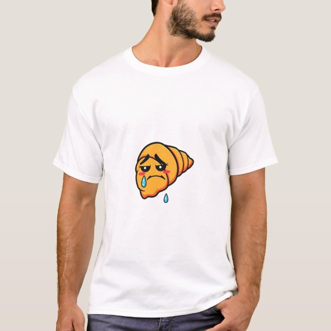Worried Croissant Tears T-Shirt (Front)