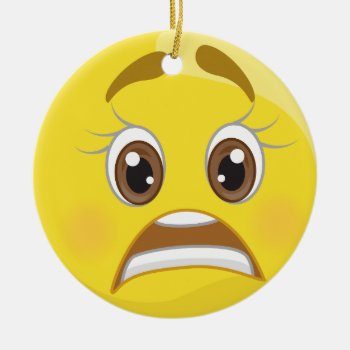 Worried Emoji Christmas Holiday Ornament by MishMoshEmoji at Zazzle