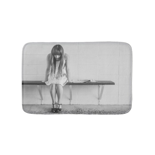 Worried Girl Bath Mat (Front)