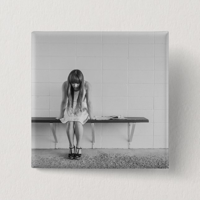 Worried Girl Button (Front)