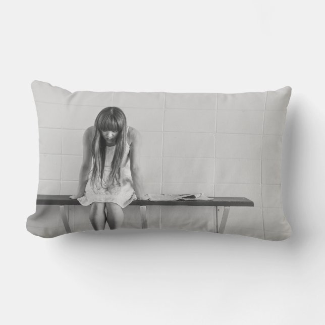 Worried Girl Lumbar Pillow (Front)