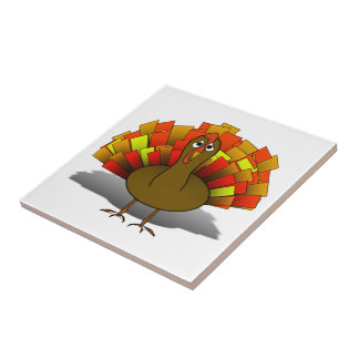 Worried Turkey Thanksgiving Ceramic Tile