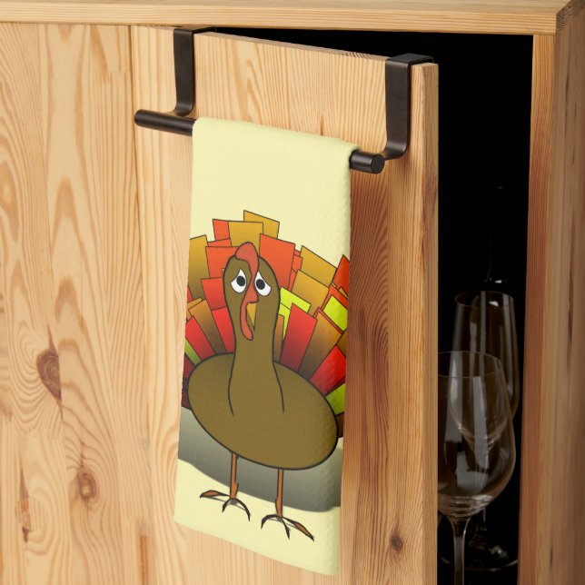 Worried Turkey Thanksgiving  Kitchen Towel (Thirds Fold)